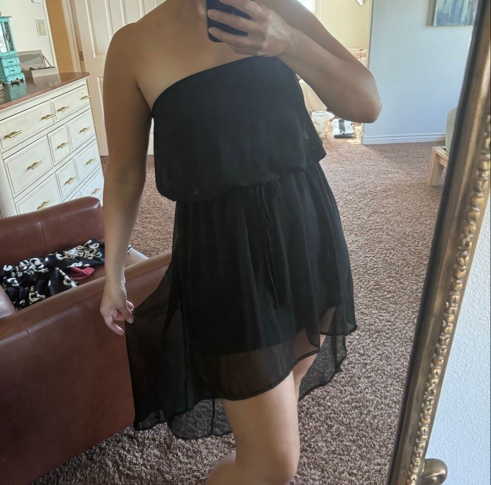 A’gaci M black strapless y2k dress long back high front asymmetrical sleeveless